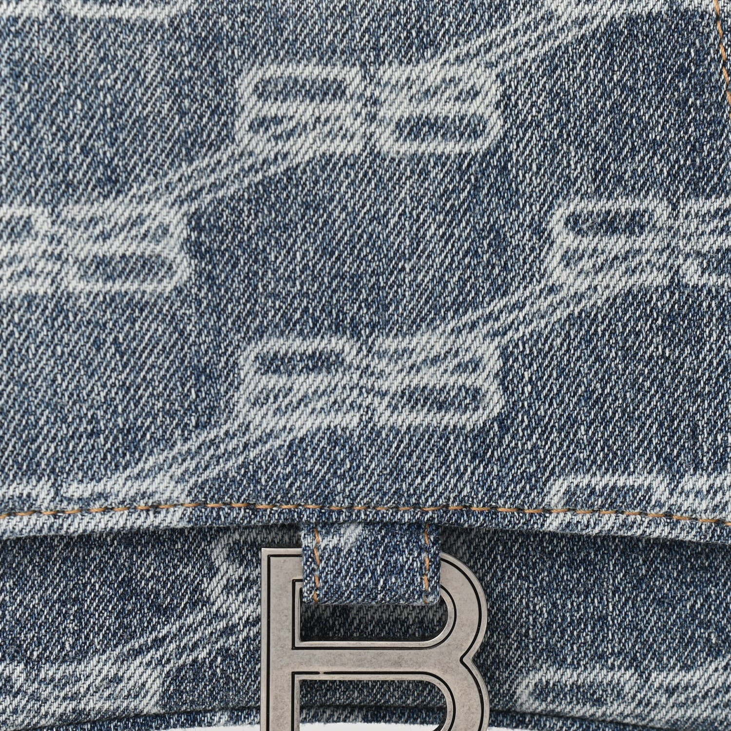 Balenciaga Denim BB Monogram Small Hourglass Top Handle Bag Blue 7 of 9