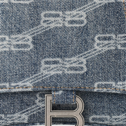 Balenciaga Denim BB Monogram Small Hourglass Top Handle Bag Blue 7 of 9