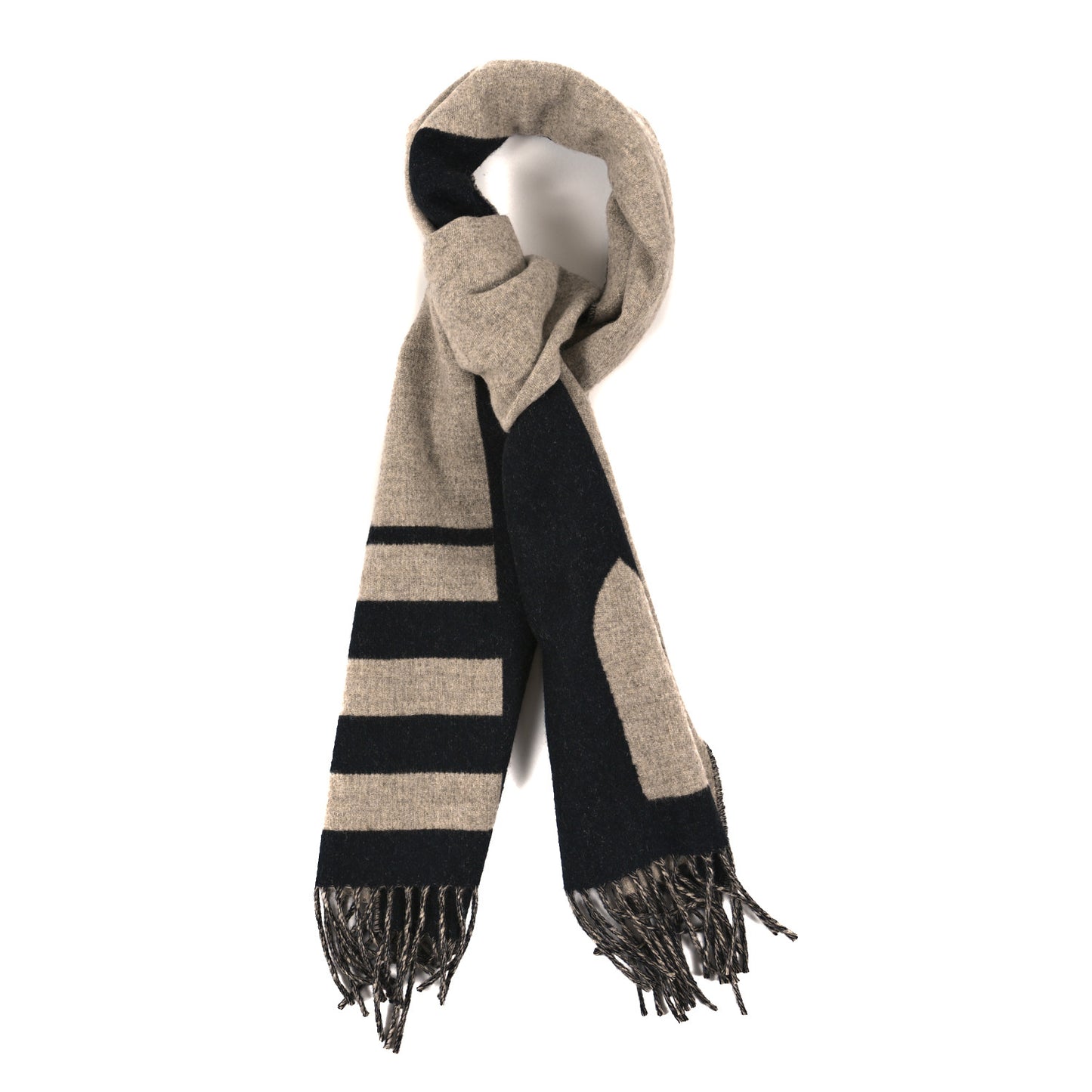 Cashmere Casaque Love Story Muffler Black Beige Chine