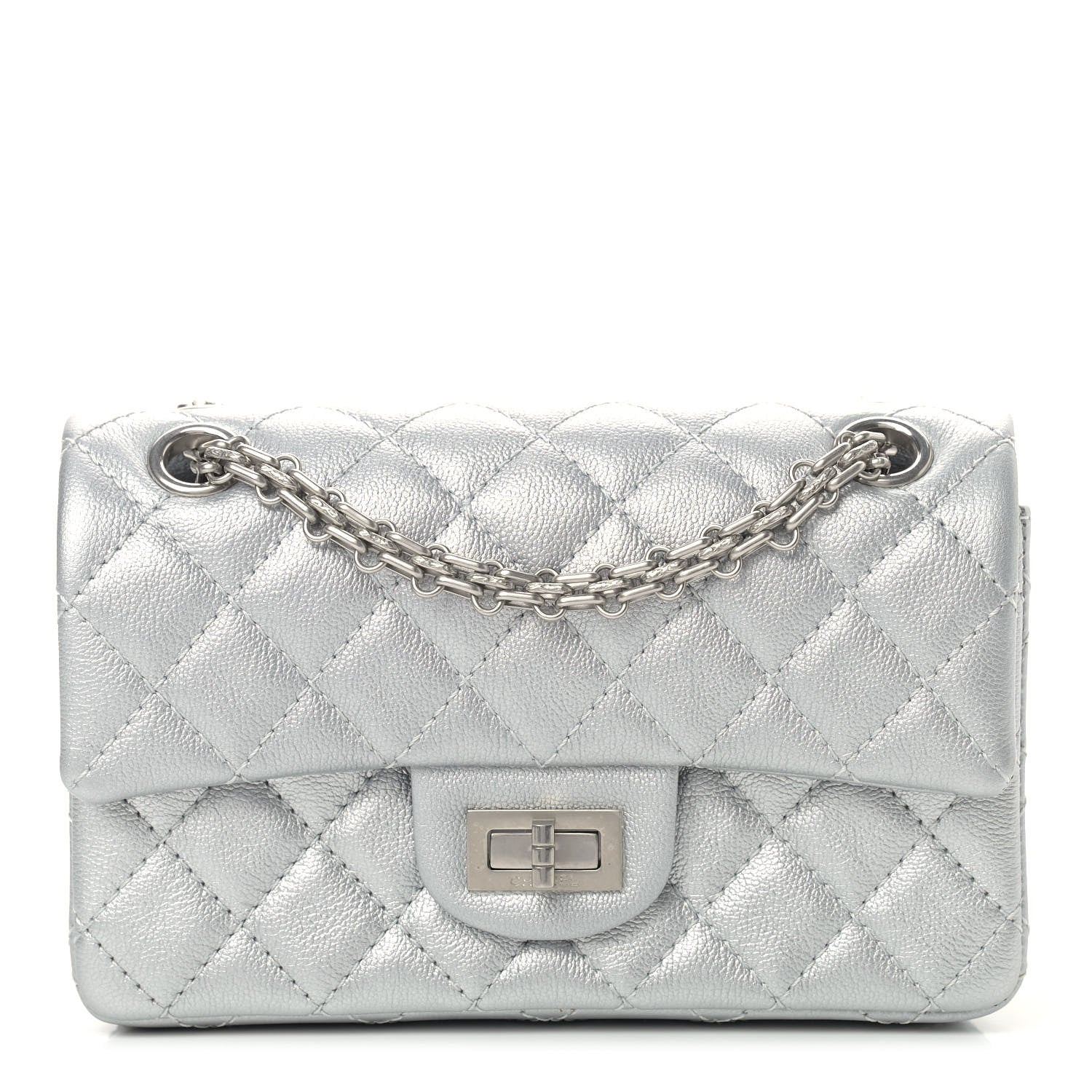 Chanel Metallic Grained Calfskin Quilted 2.55 Reissue Mini Flap Silver 1 of 9