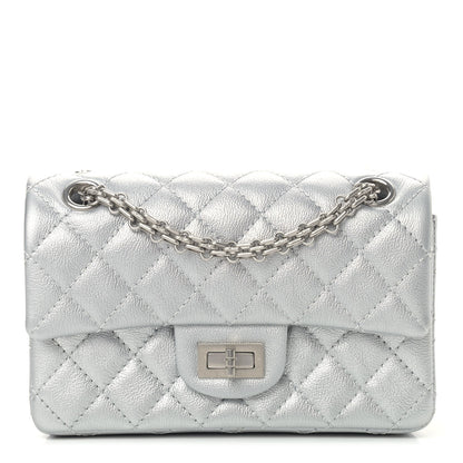 Chanel Metallic Grained Calfskin Quilted 2.55 Reissue Mini Flap Silver 1 of 9