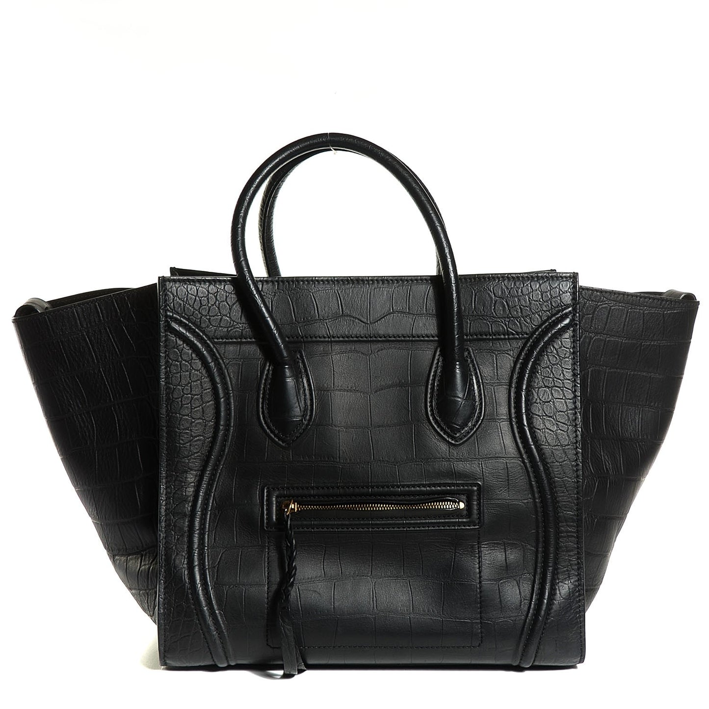 Crocodile Embossed Large Phantom Luggage Black
