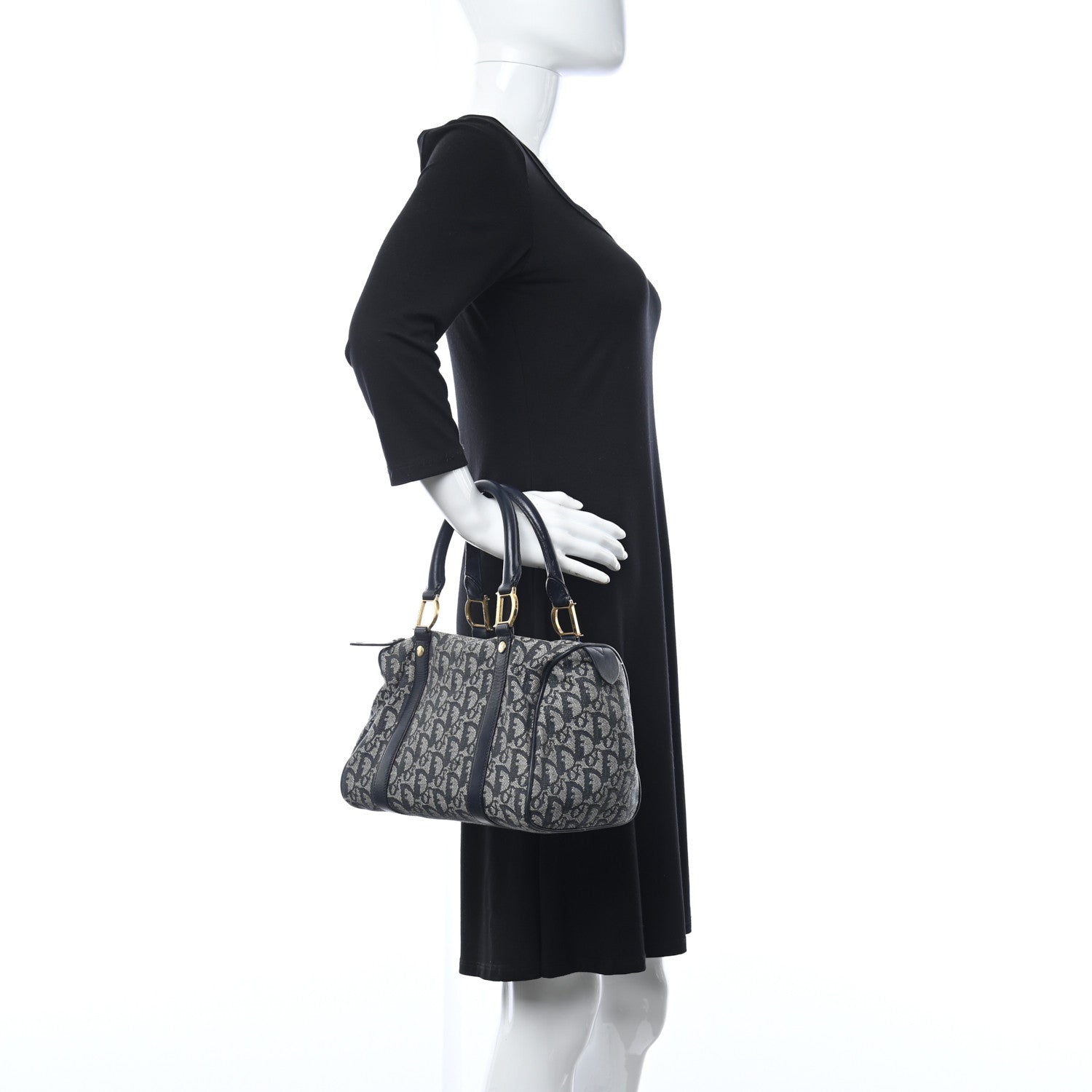 Christian Dior Monogram Boston Navy Blue 3 of 8
