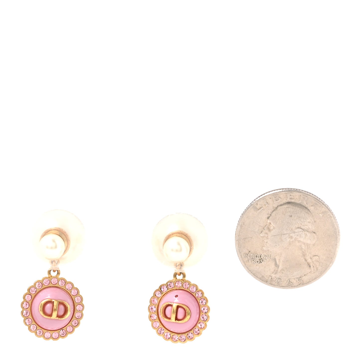 Resin Pearl Glass Logo Tribales Earrings Gold Pink