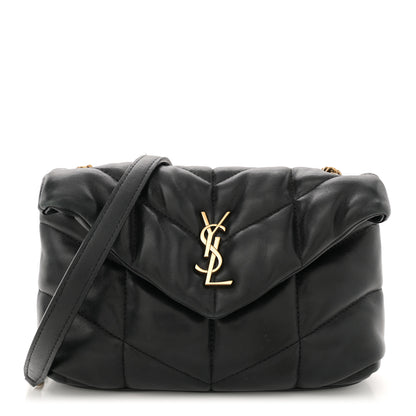 Saint Laurent Lambskin Quilted Toy Loulou Puffer Monogram Chain Satchel Black 1 of 13