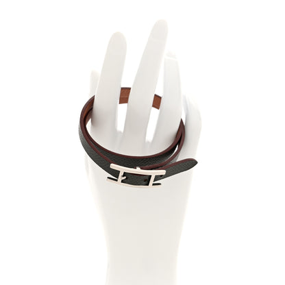 Hermes Epsom Hapi 3 MM Triple Tour Wrap Bracelet S Etain 2 of 4