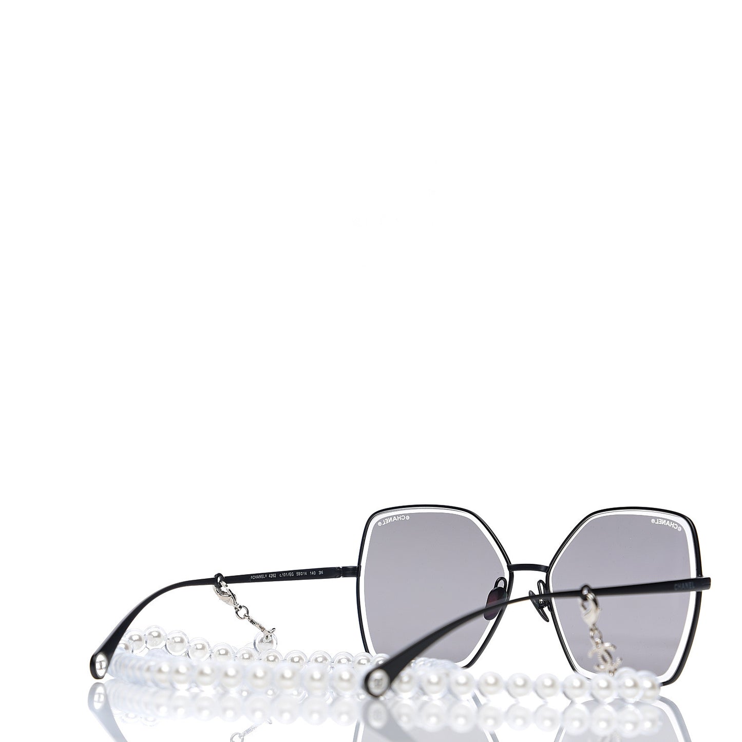 Butterfly Removable Pearl Chain Sunglasses 4262 Black