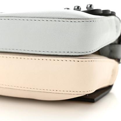 Fendi Vitello Dolce F is Fendi Flowers and Bows Scalloped Micro Double Baguette Grigio Perla Camelia 10 of 11