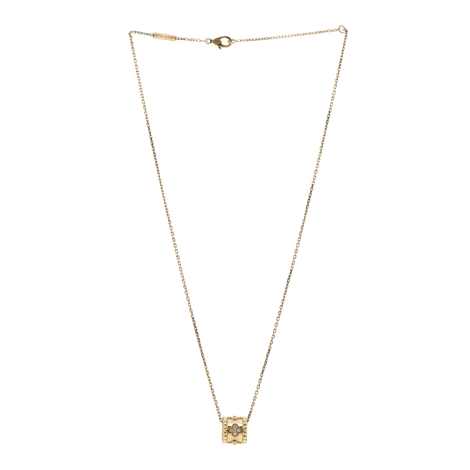 Van Cleef & Arpels 18K Yellow Gold Diamond Small Perlee Clovers Pendant Necklace 3 of 6