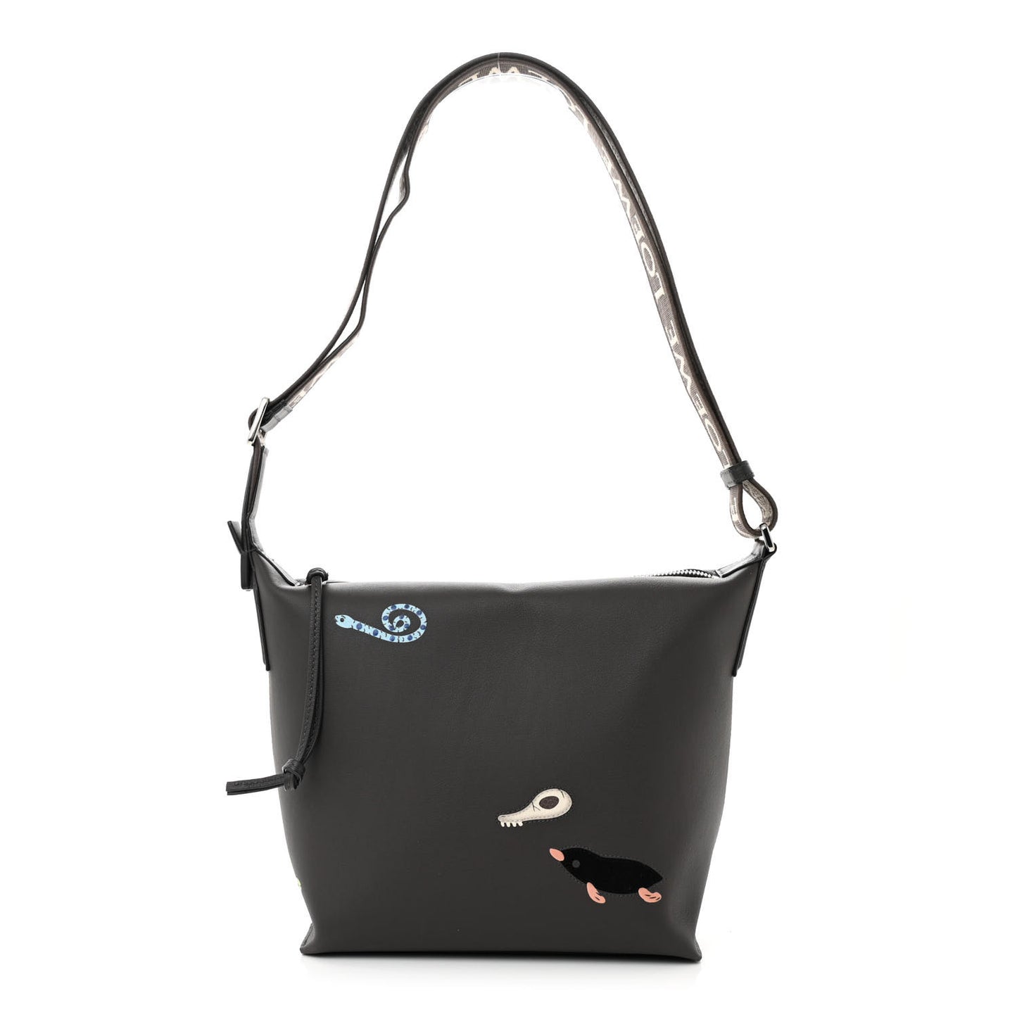 X Suna Fujita Calfskin Small Mandragora Cubi Crossbody Anthracite