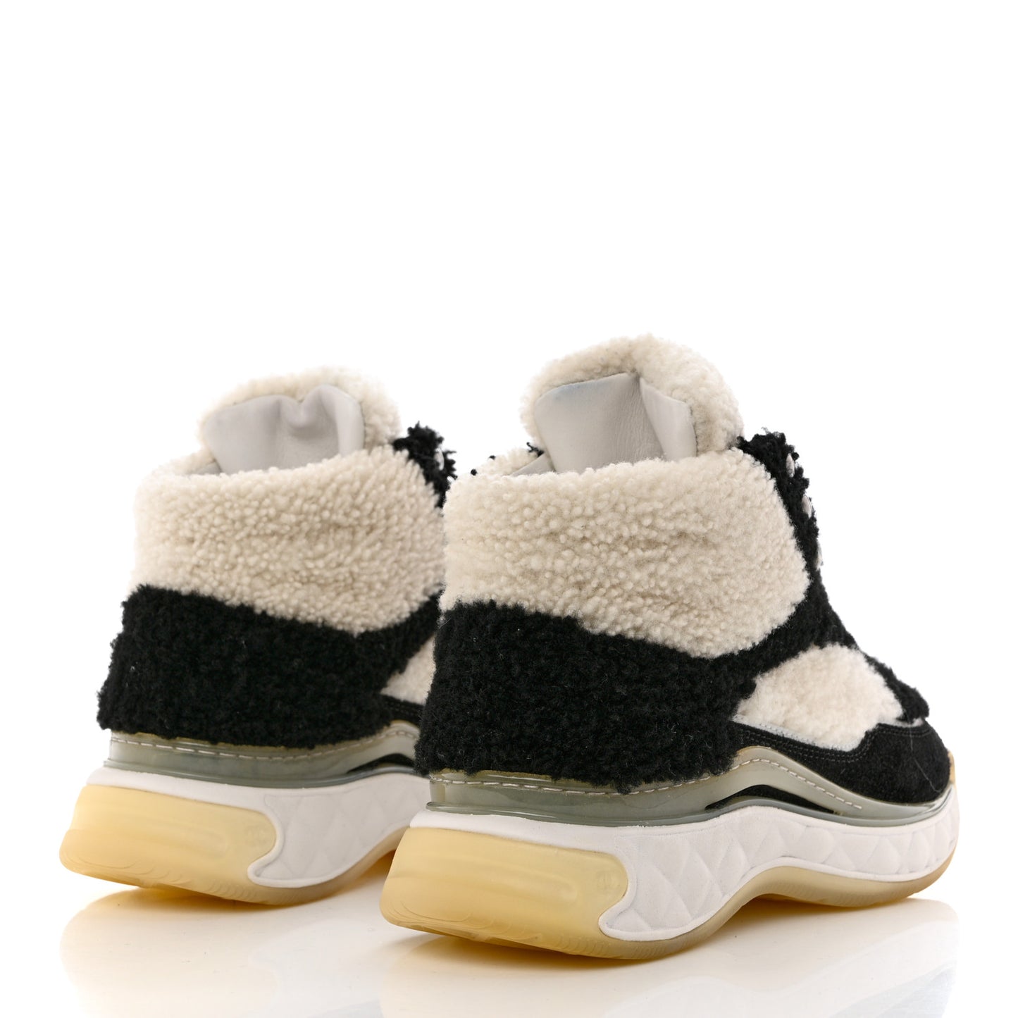 Shearling Suede CC High Top Sneakers 36 Black White