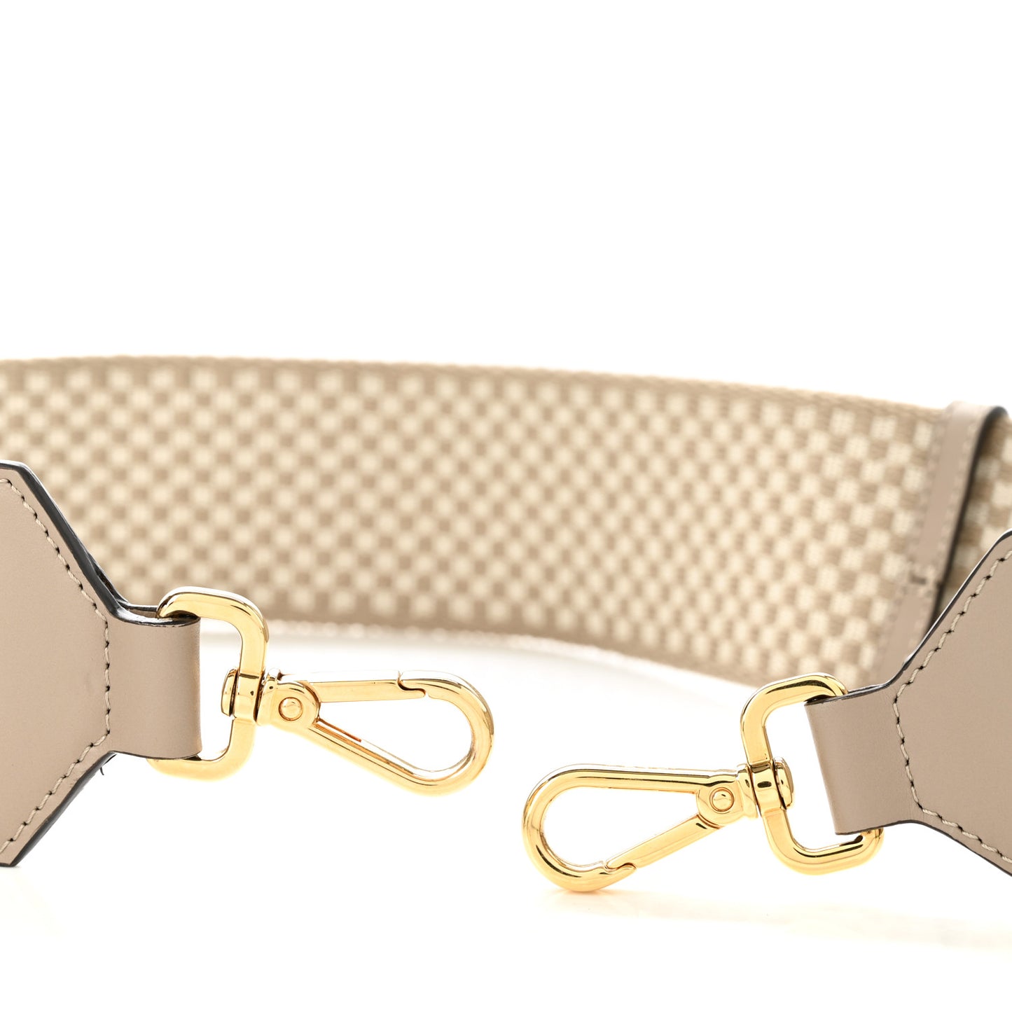 Ribbon Vitello King Logo Embossed Gingham Woven Adjustable Strap You Beige