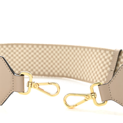 Fendi Ribbon Vitello King Logo Embossed Gingham Woven Adjustable Strap You Beige 5 of 6
