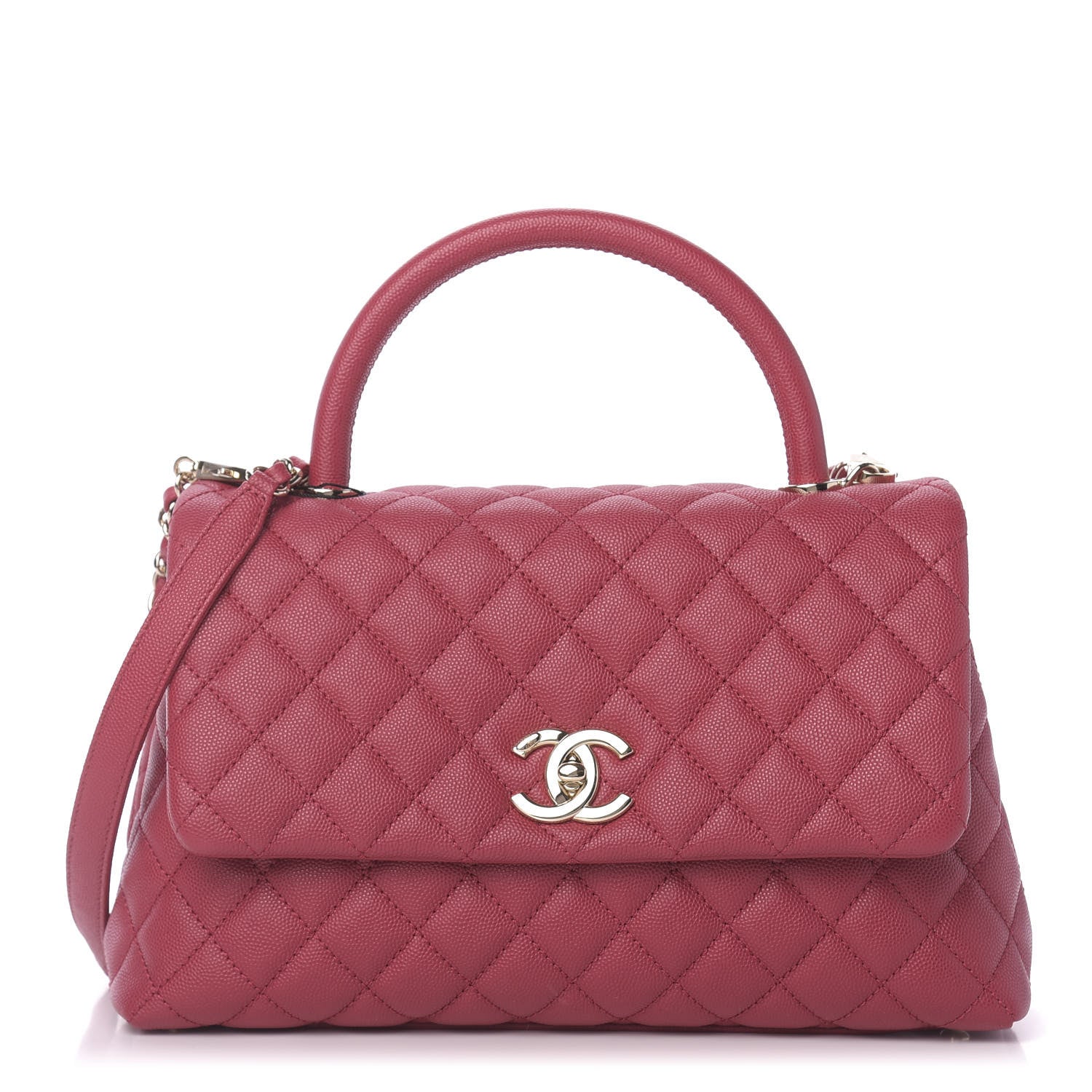 Chanel Caviar Quilted Small Coco Handle Flap Dark Pink 1 of 11