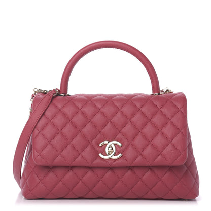 Chanel Caviar Quilted Small Coco Handle Flap Dark Pink 1 of 11