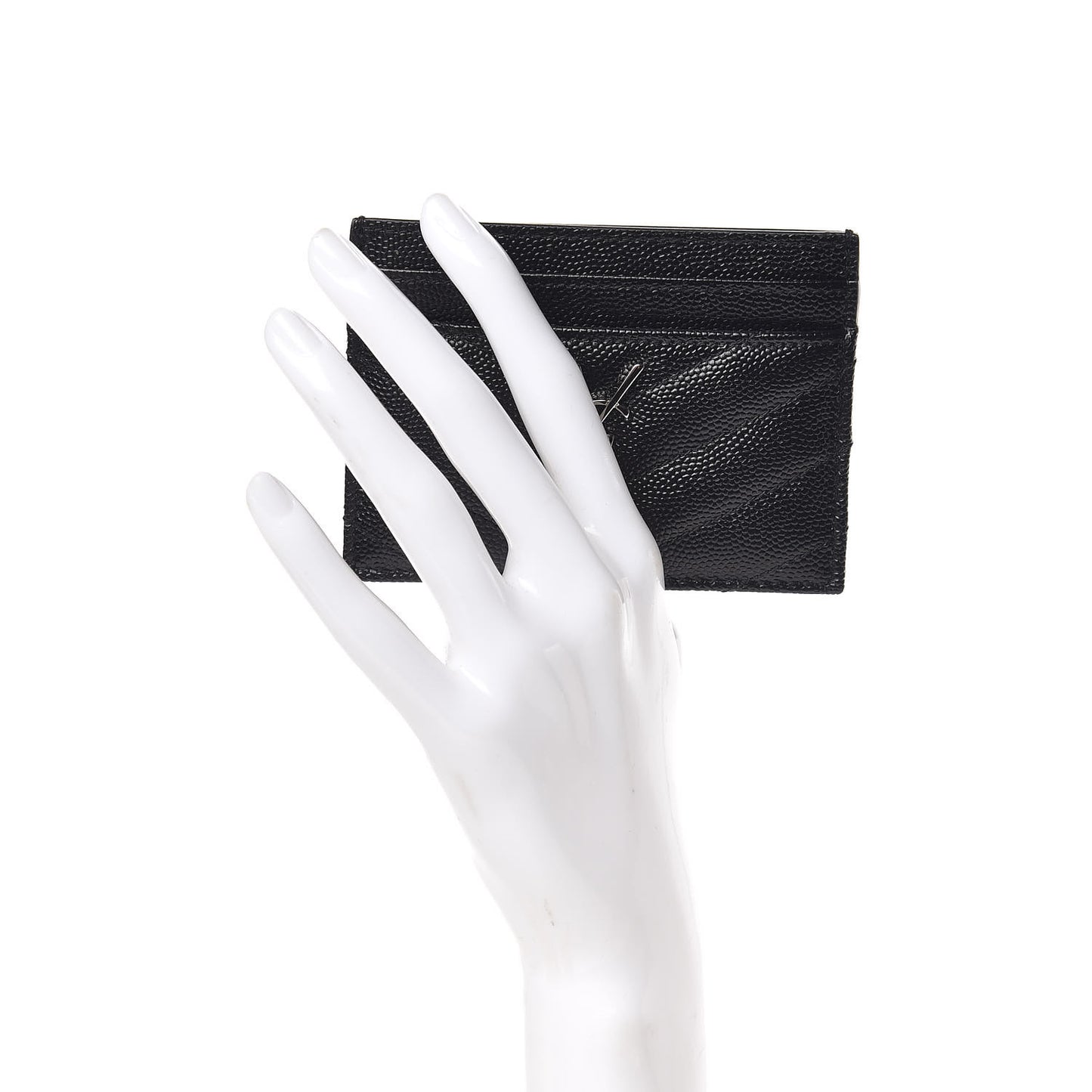 Grain De Poudre Matelasse Chevron Monogram Credit Card Case Black
