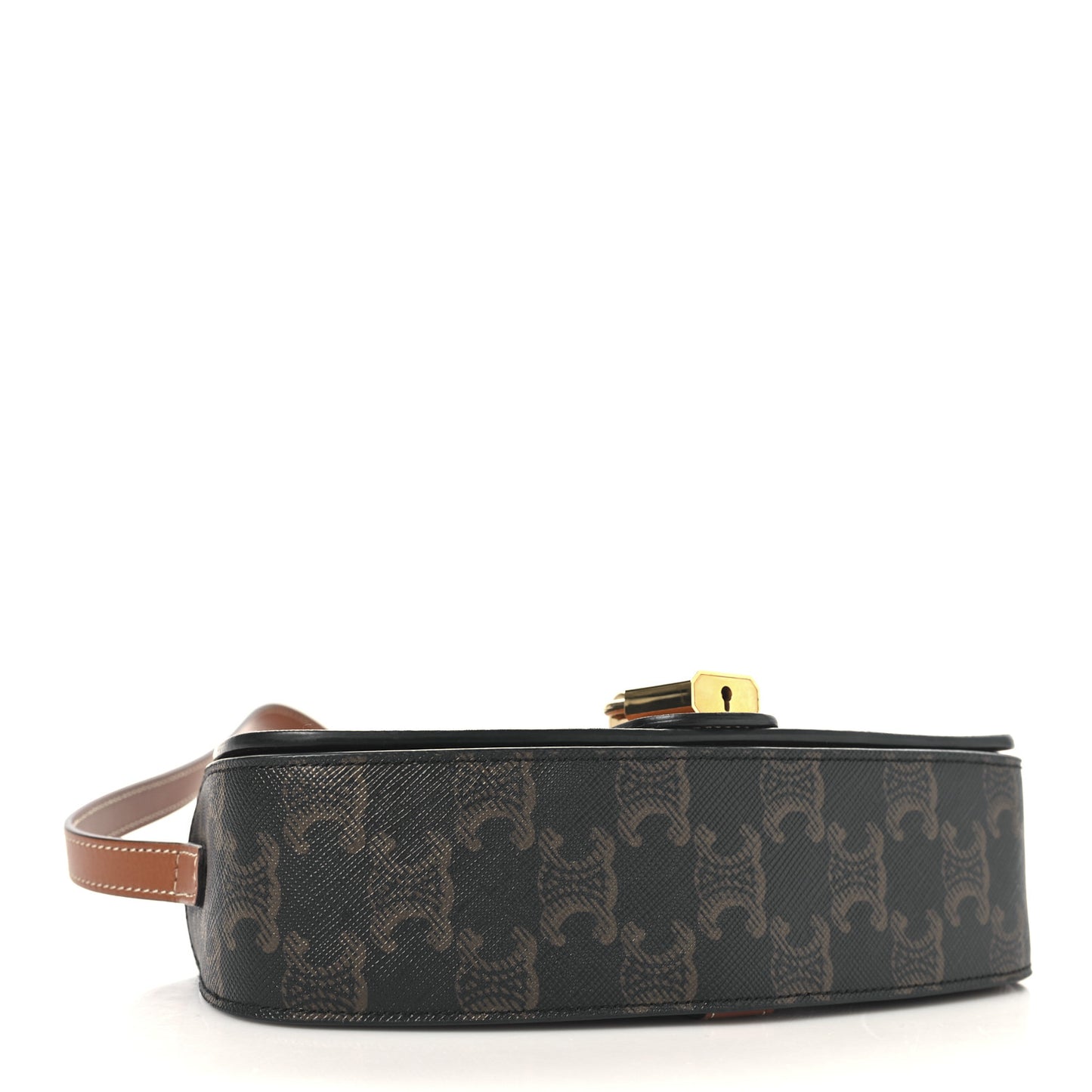 Triomphe Canvas Calfskin Tabou Clutch on Strap Tan