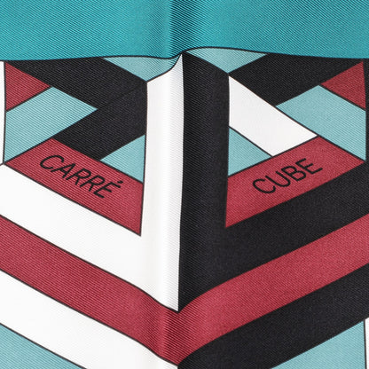 Hermes Silk Carre Cube Scarf 90 Canard Blanc Veronese 5 of 6