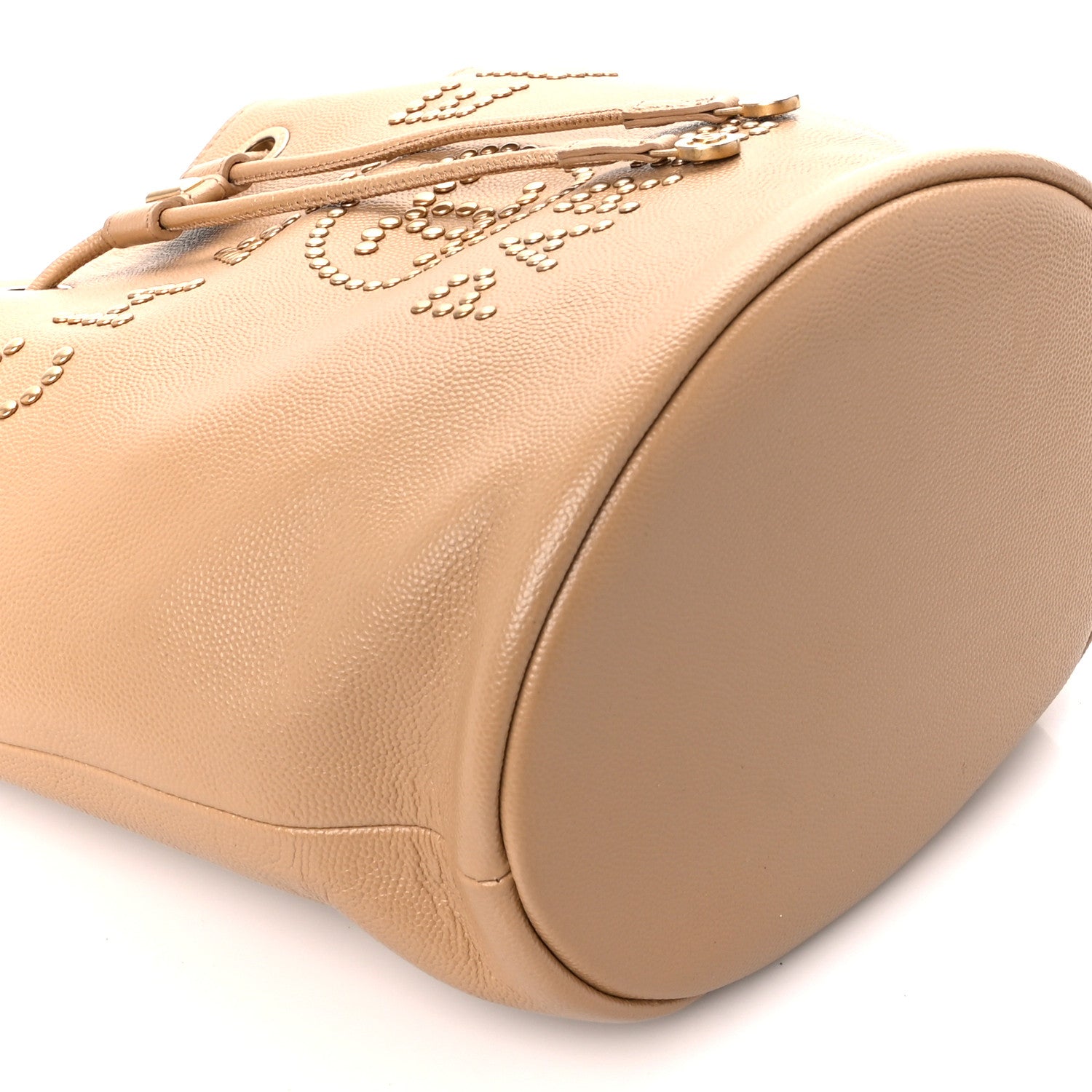 Chanel Caviar Deauville Drawstring Bucket Bag Beige 9 of 11