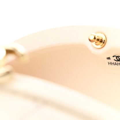 Chanel Lambskin Quilted Oval Minaudiere Chain Clutch White 7 of 10