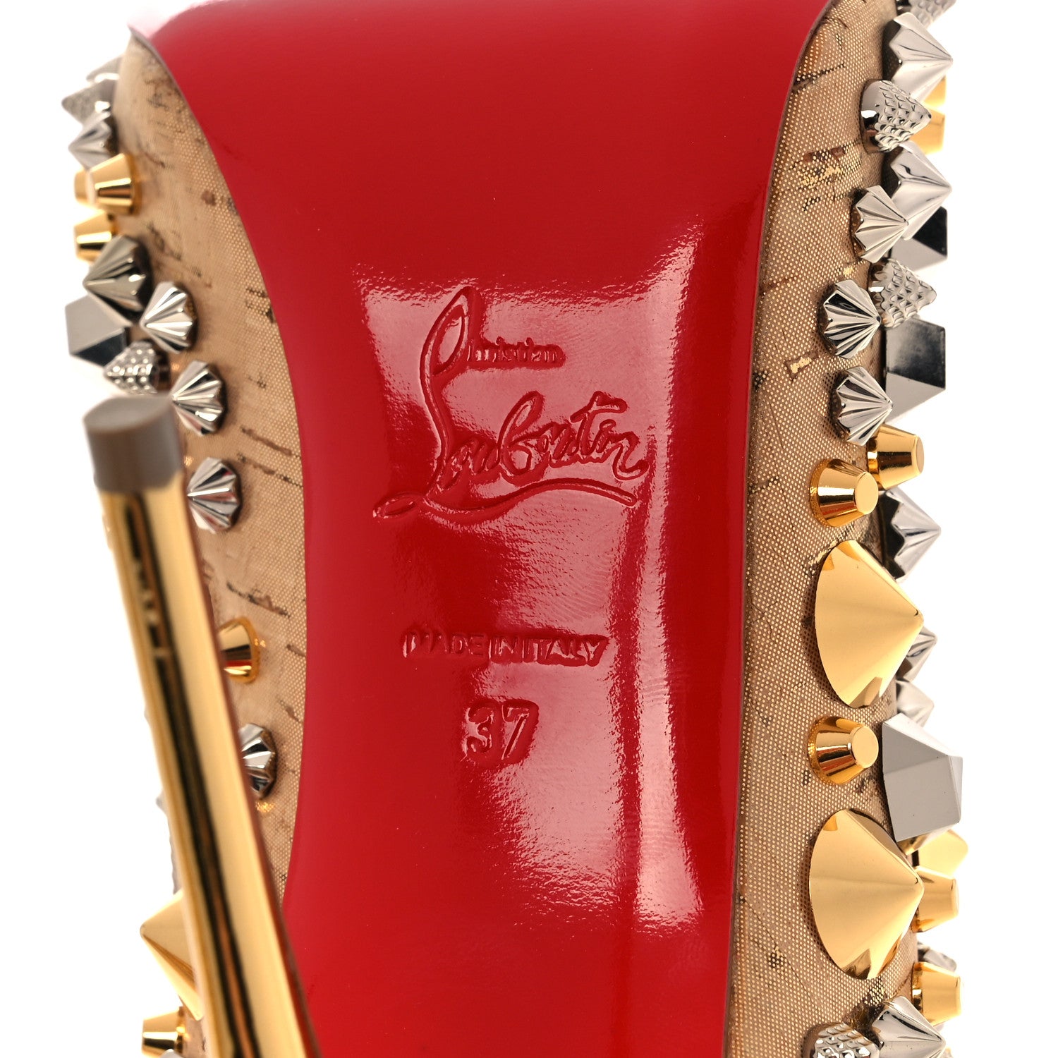 Christian Louboutin Liege Pepite Specchio So Full Kate 100 Ankle Boots 37 Gold Multicolor 6 of 9
