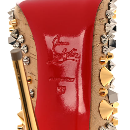 Christian Louboutin Liege Pepite Specchio So Full Kate 100 Ankle Boots 37 Gold Multicolor 6 of 9