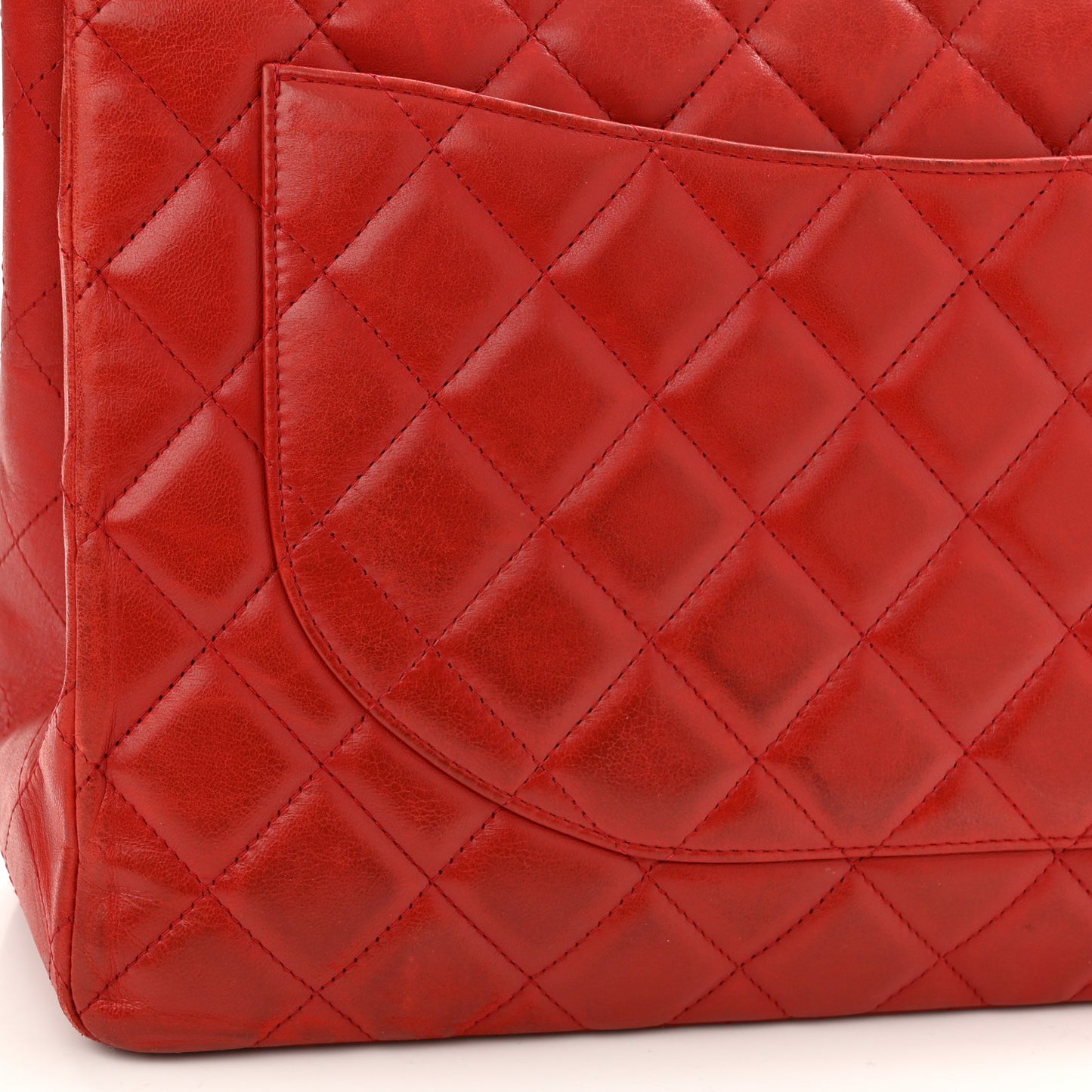 Lambskin Quilted Maxi Single Flap Red