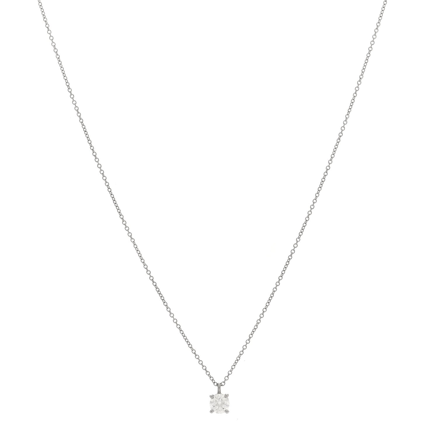 Tiffany Platinum Diamond .51ct Solitaire Pendant Necklace 1 of 5