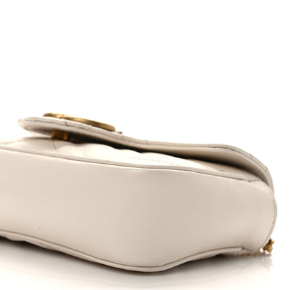 Gucci Calfskin Matelasse Super Mini GG Marmont Shoulder Bag White 9 of 10