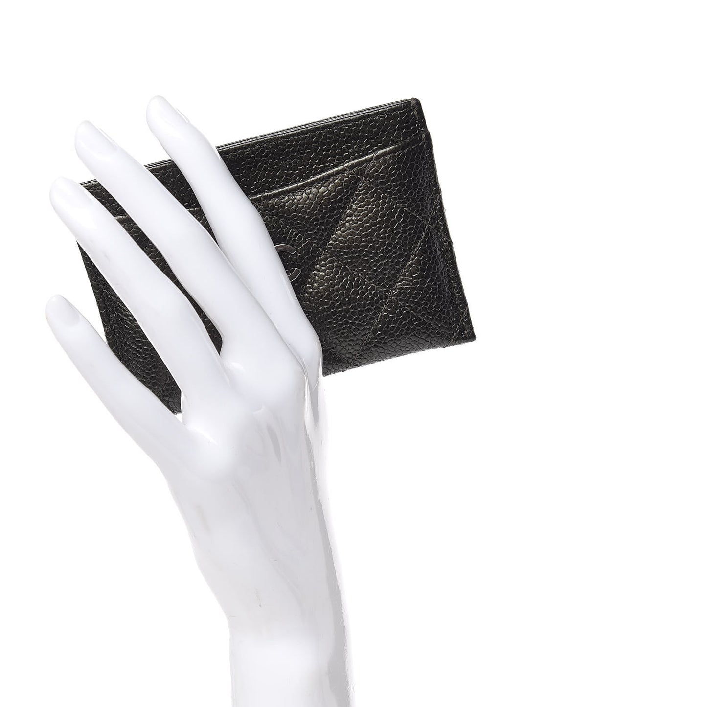Caviar Quilted Card Holder Dark Green
