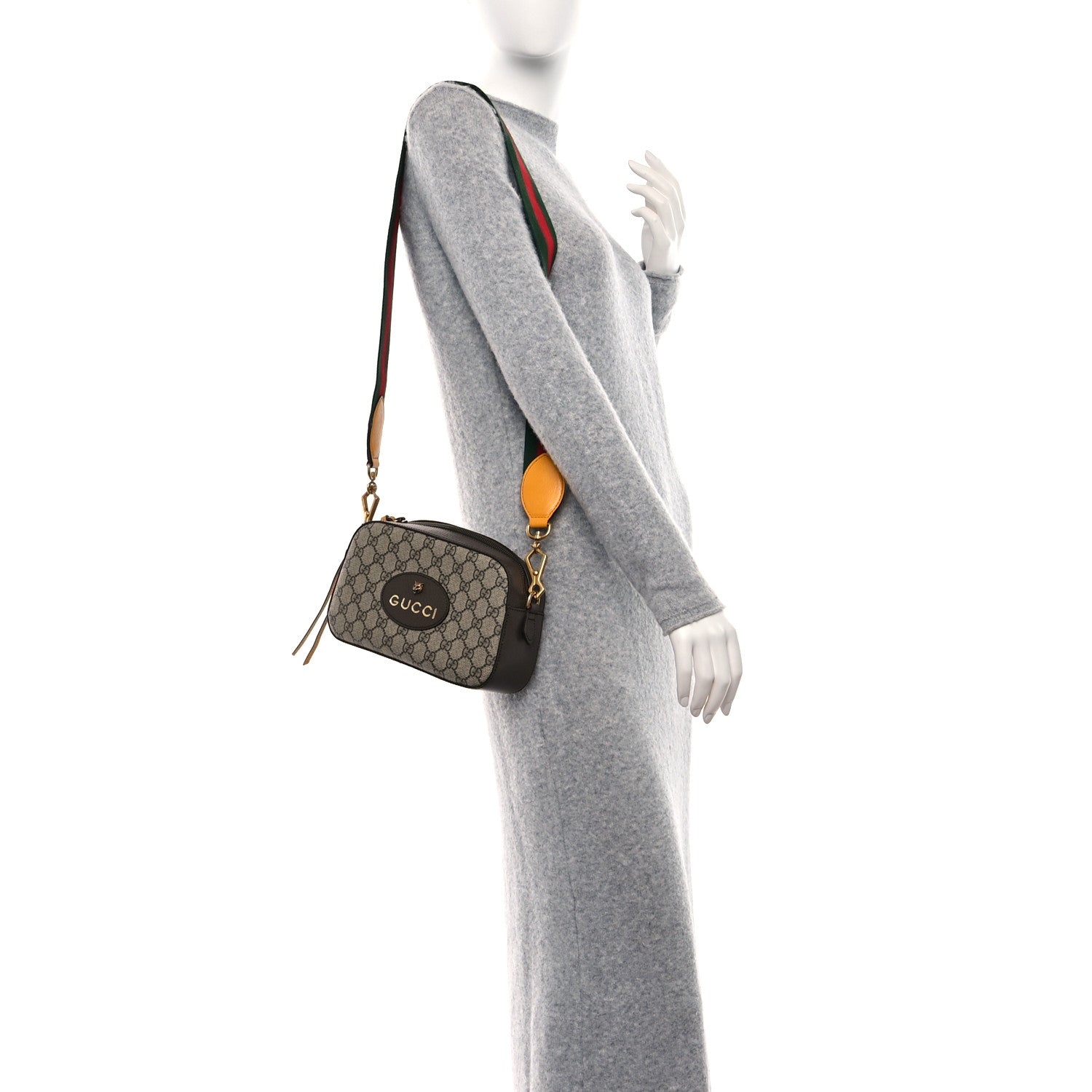 Gucci GG Supreme Monogram Web Neo Vintage Shoulder Bag Beige New Acero Crop 3 of 9