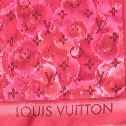 Louis Vuitton Silk Monogram Ikat Summer Square Scarf Rose Indien 3 of 5