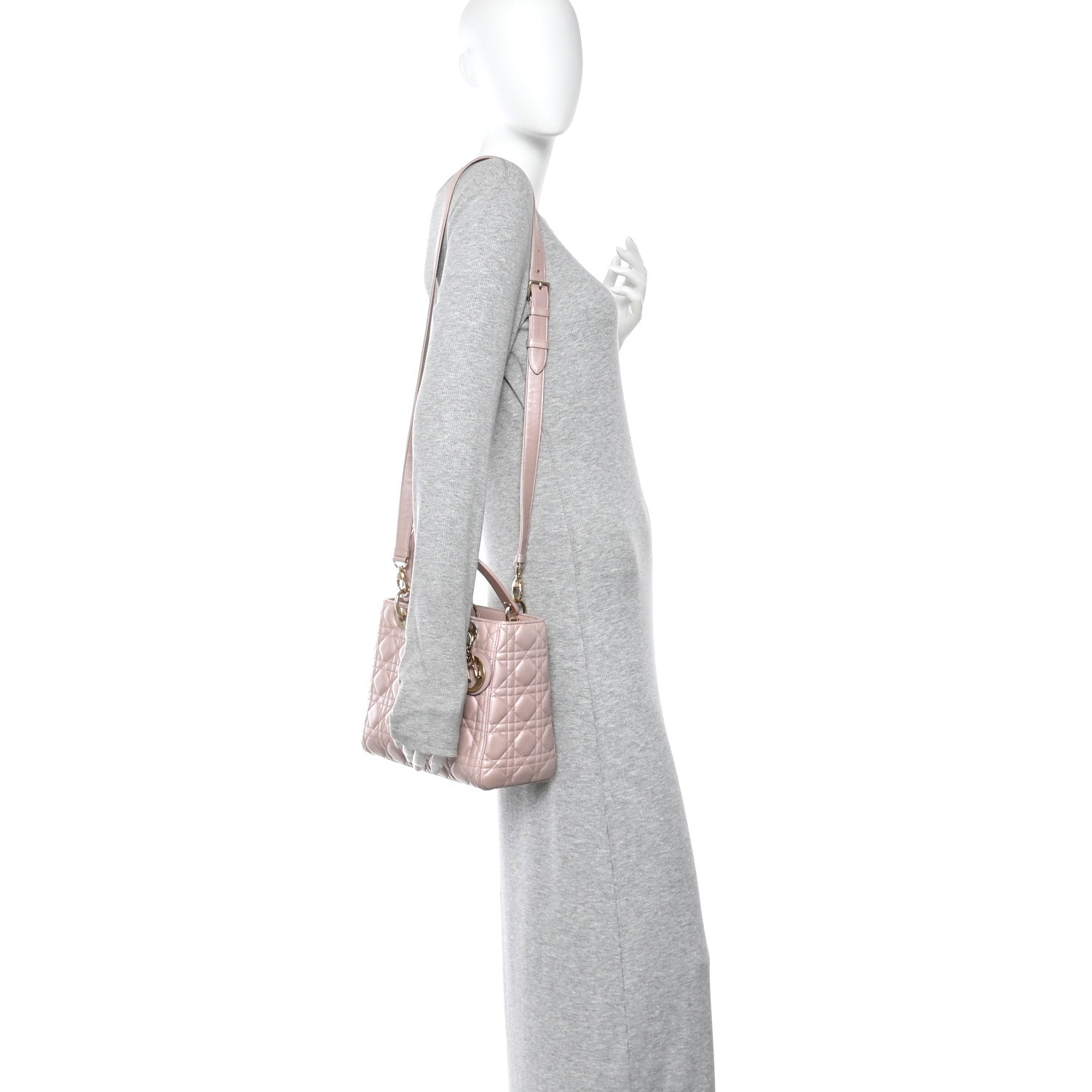Christian Dior Pearly Lambskin Cannage Medium Lady Dior Lotus 2 of 11