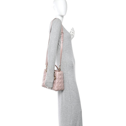 Christian Dior Pearly Lambskin Cannage Medium Lady Dior Lotus 2 of 11