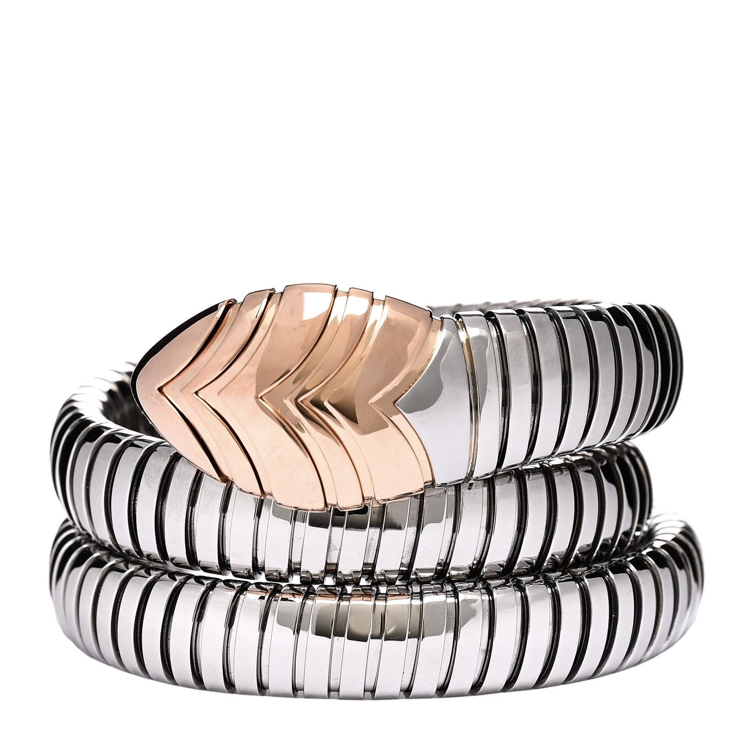 Stainless Steel 18K Rose Gold Serpenti Tubogas Double Spiral Bracelet SM