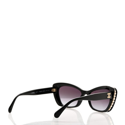 Chanel Acetate Pearl Cat Eye CC Sunglasses 5481-H Black 4 of 8