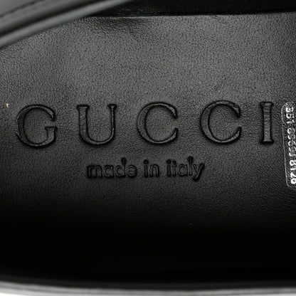 Gucci Calfskin Millennial Ribot Womens GG Wedge Platform Loafers 38 Black 8 of 9