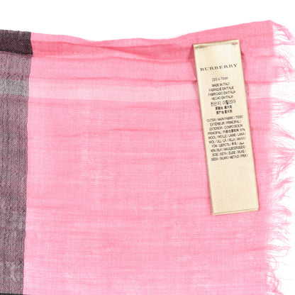 Burberry Wool Silk Gauze Giant Check ScarfPink 4 of 5
