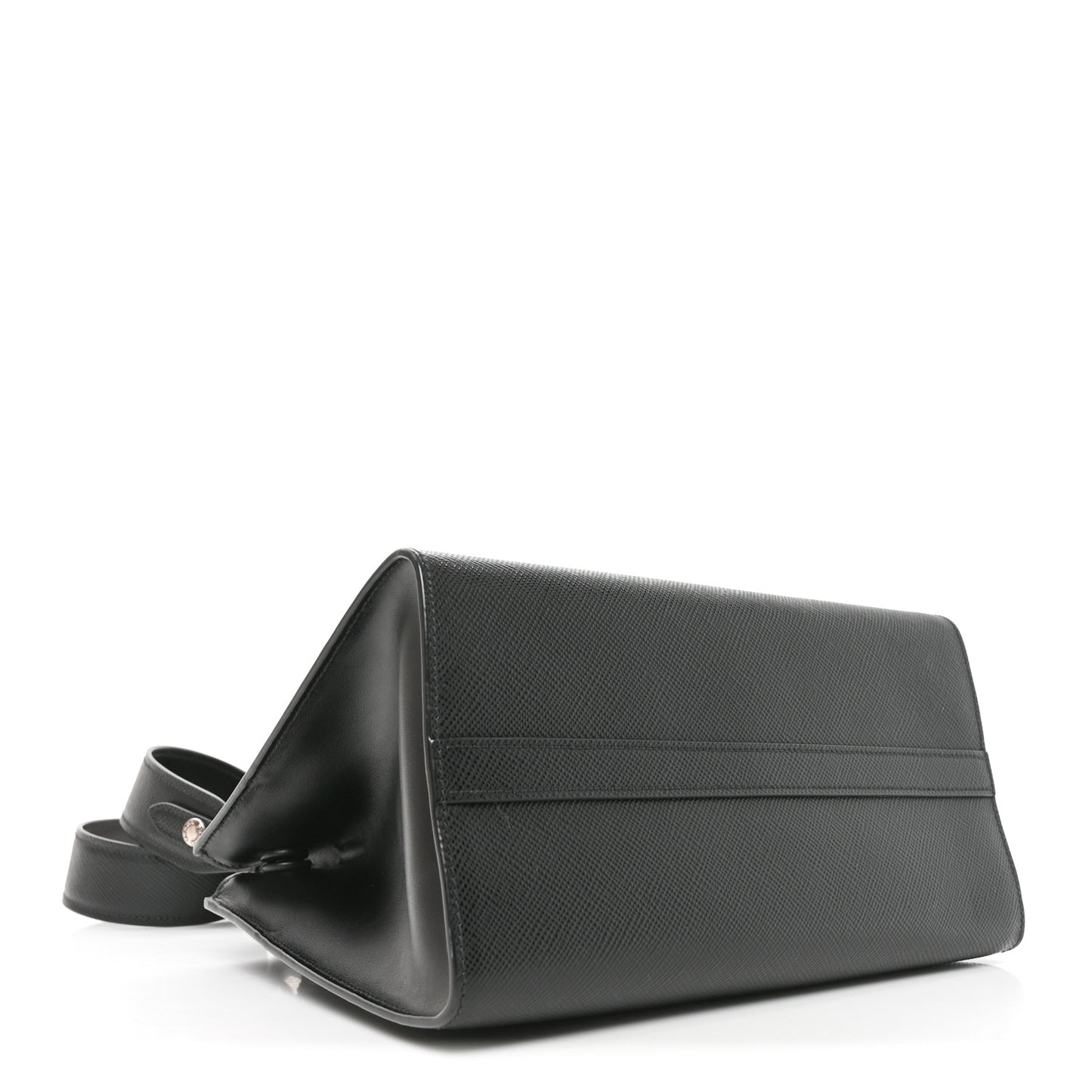 Saffiano Cuir Calfskin Small Monochrome Top Handle Tote Black