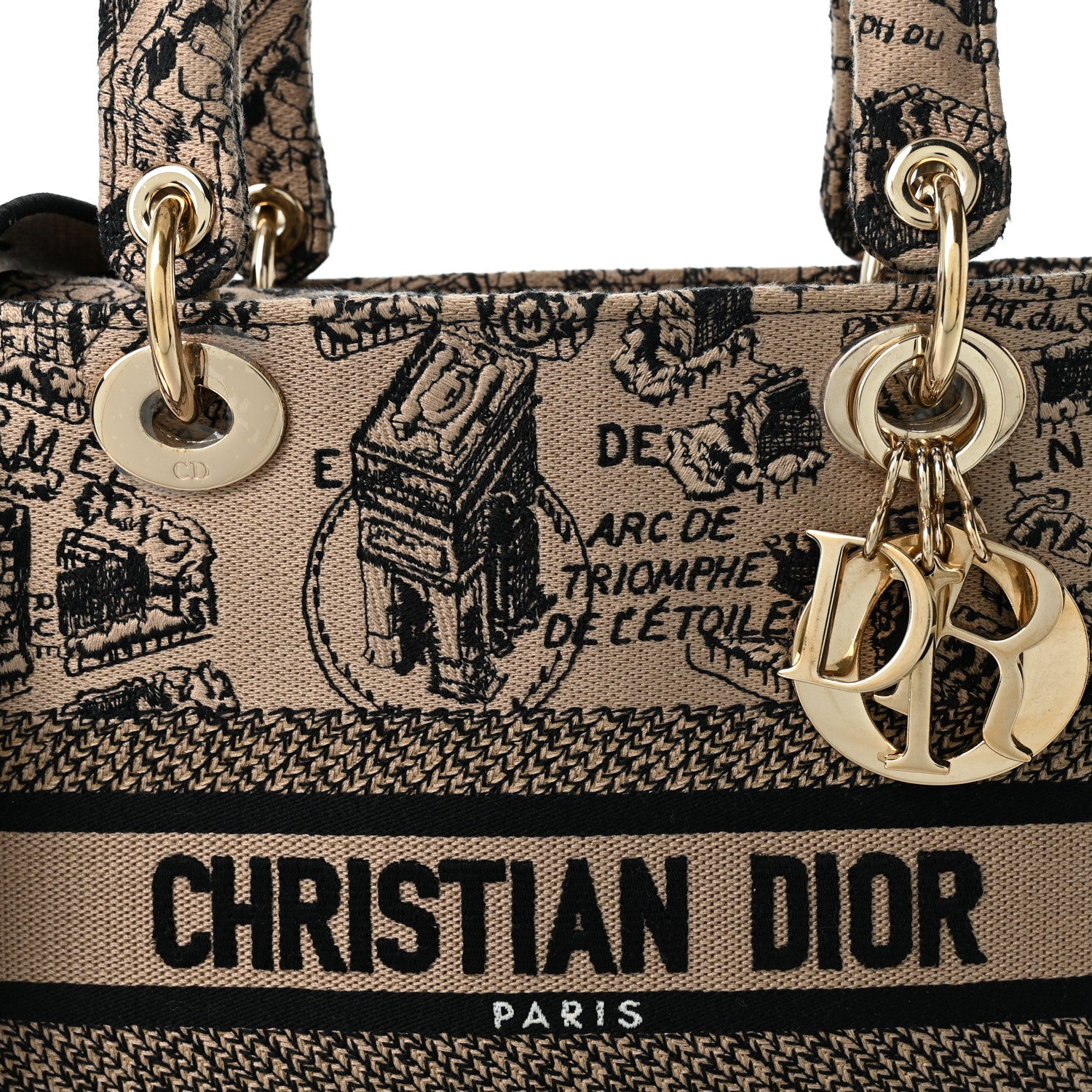 Christian Dior Canvas Embroidered Medium Plan de Paris Lady D-Lite Beige Black 7 of 9