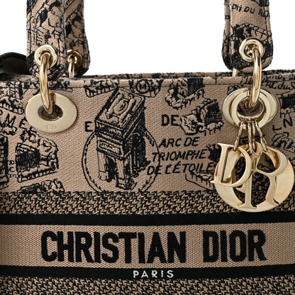 Christian Dior Canvas Embroidered Medium Plan de Paris Lady D-Lite Beige Black 7 of 9