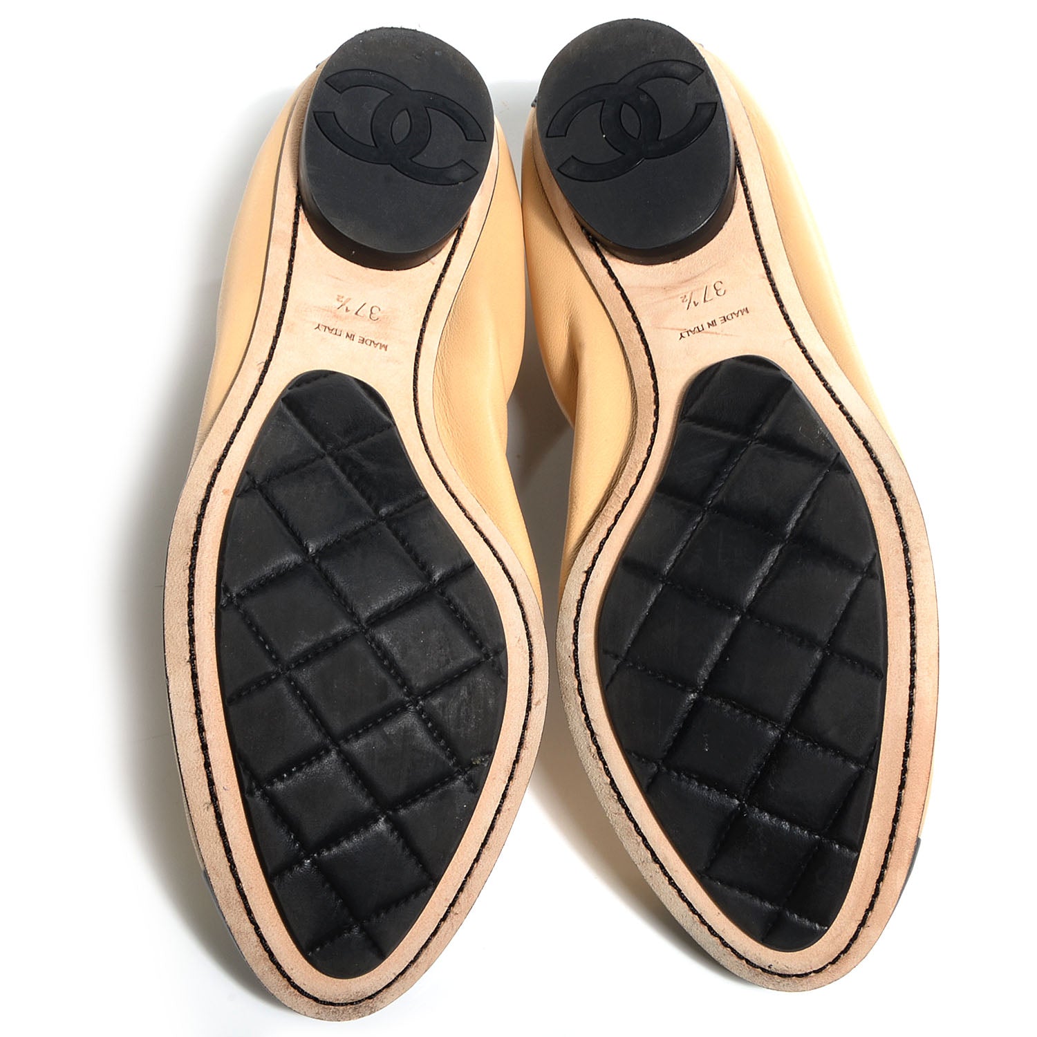Chanel Lambskin Cap Toe Ballerina Flats 37.5 Black Beige 4 of 7