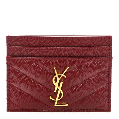 Saint Laurent Grain De Poudre Matelasse Chevron Monogram Credit Card Case Opyum Red 1 of 6