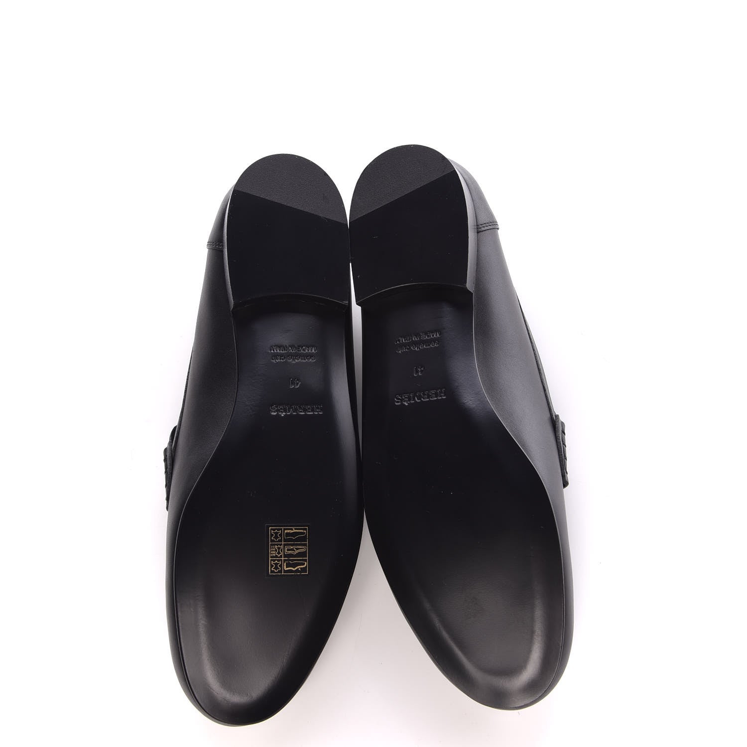 Hermes Calfskin Cotton Canvas Lining Womens Kennedy Loafers 41 Black 5 of 9