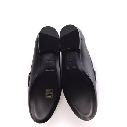 Hermes Calfskin Cotton Canvas Lining Womens Kennedy Loafers 41 Black 5 of 9