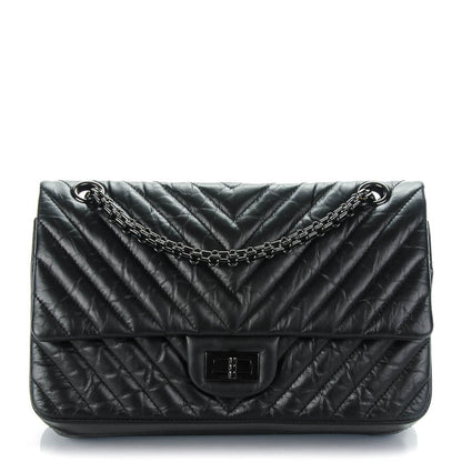 Chanel Aged Calfskin Chevron Quilted 2.55 Reissue 225 Flap So Black 1 of 8