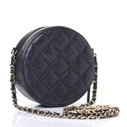 Chanel Iridescent Caviar Quilted Round Clutch With Chain Black 3 of 11