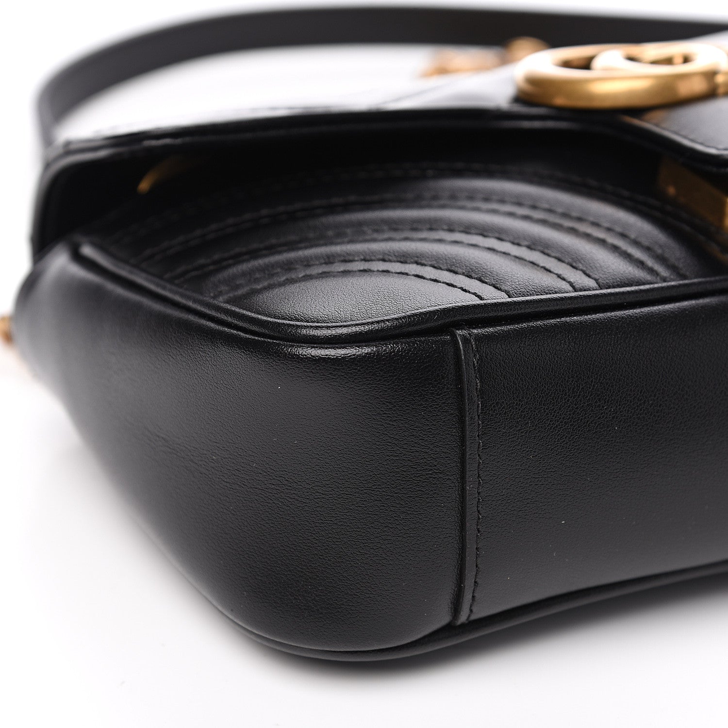 Gucci Calfskin Matelasse Mini GG Marmont Shoulder Bag Black 8 of 9
