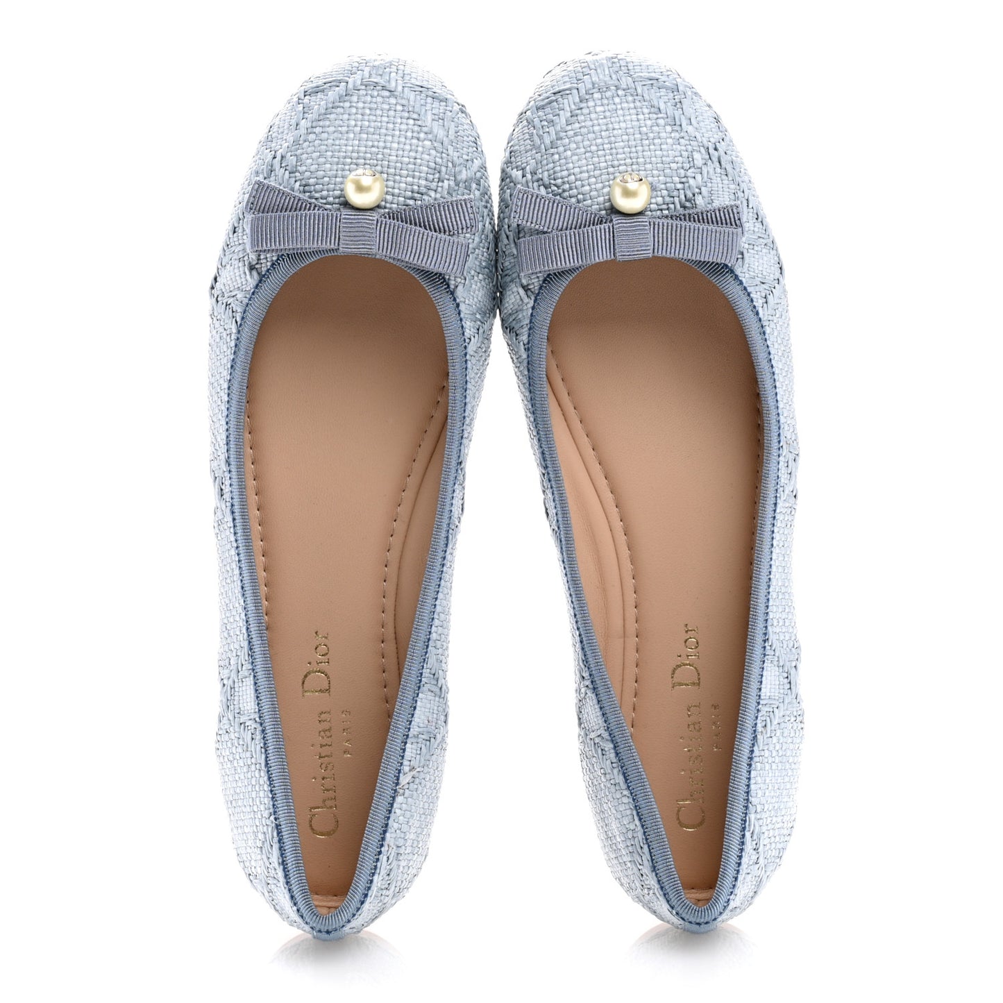 Raffia Cannage Ballet Flat 38.5 Bleu Pastel