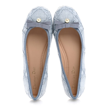 Christian Dior Raffia Cannage Ballet Flat 38.5 Bleu Pastel 2 of 10